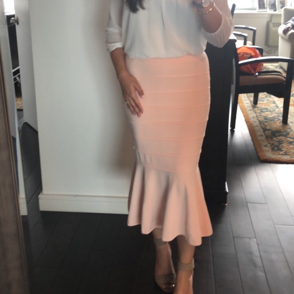 Pink layered ruffle skirt